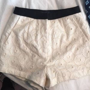 MM Couture Cream and Black laced pattern Shorts